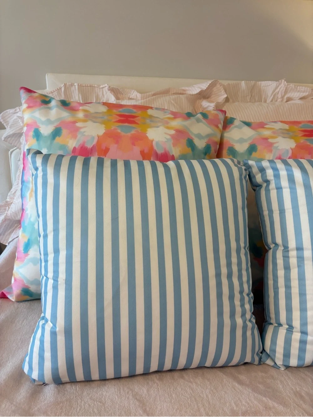 Blue & White Striped Throw Pillow Cover Pair